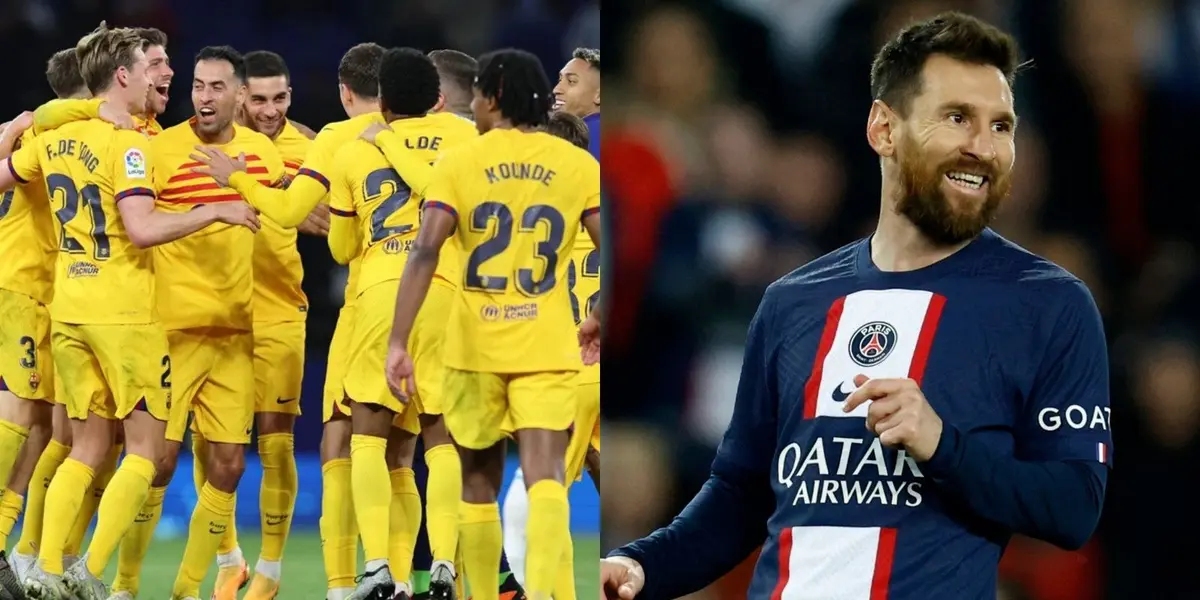 El astro argentino apareció en los festejos del Barcelona y alguien de la plantilla lo delató