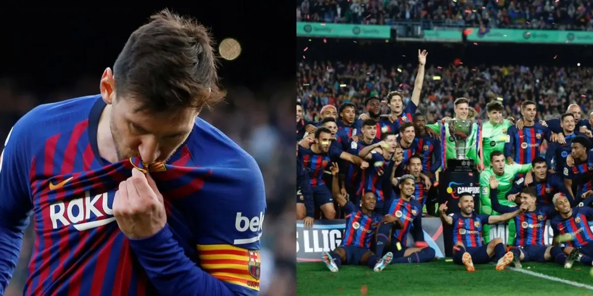 El astro argentino tuvo este gesto para con sus excompañeros del Barça que ganaron una nueva liga