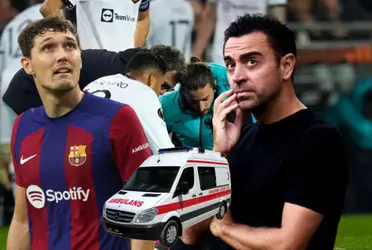 El central danés se retiró en el descanso por el chico Pau Cubarsí por una lesión