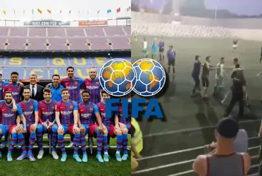 El futbolista que pertenece al Barcelona pero en vez de demostrar sobre el terreno de juego, se dedicó a pegarse con los rivales
