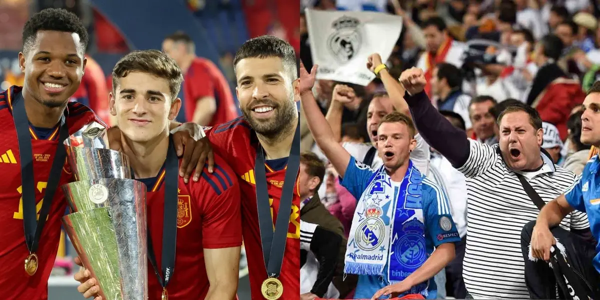 La selección de España celebró el título en Madrid y Gavi tuvo que aguantar insultos de la gente