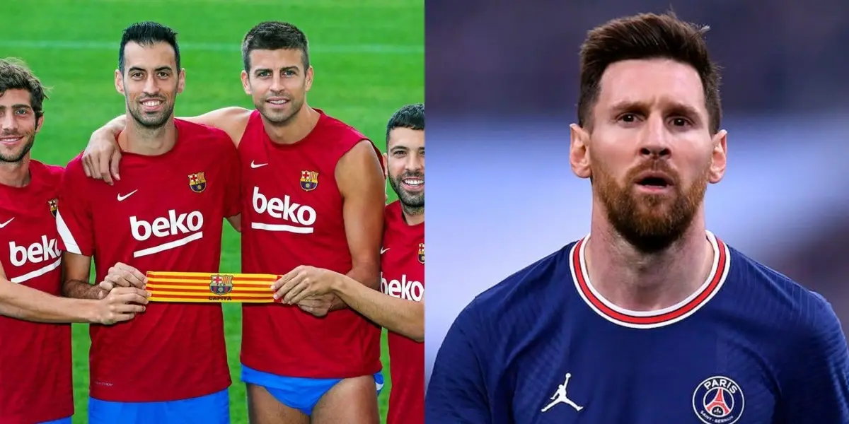 Los tres capitanes importantes de la plantilla del Barcelona se reunieron con el astro argentino y les comentó acerca de su regreso
